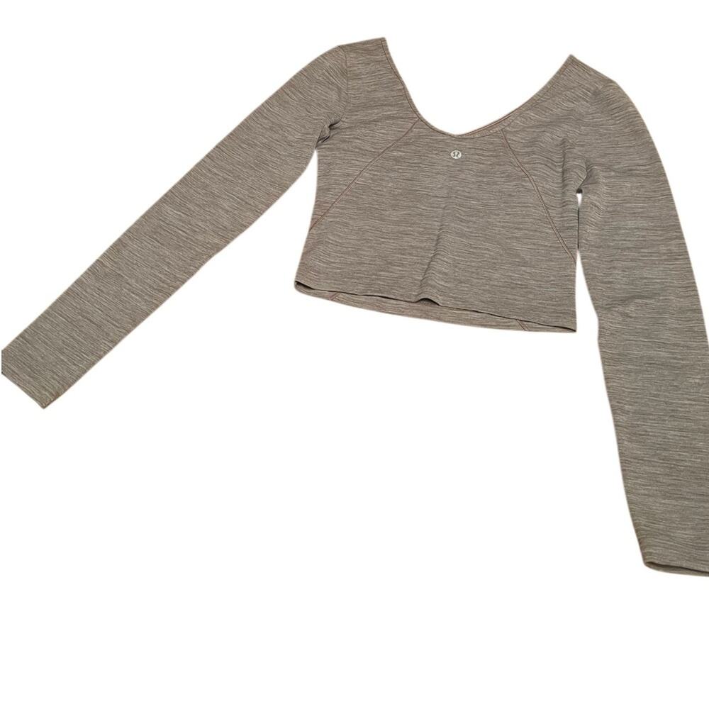 Lululemon Align Gray Long Sleeve Women's Cropped Top,size XS